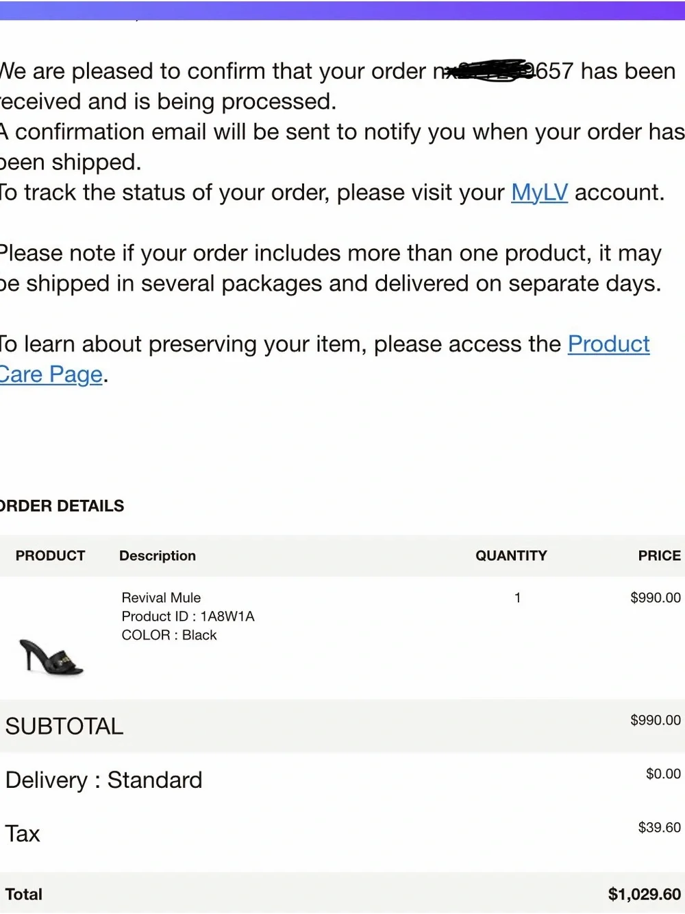 Louis Vuitton Black Leather Mule Sandals with Gold Logo Accents